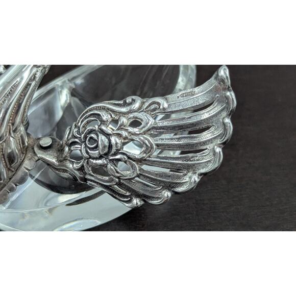 Sterling Silver & Crystal Swan Salt Pepper Cellar Articulated Raimond W. Germany - Picture 12 of 15